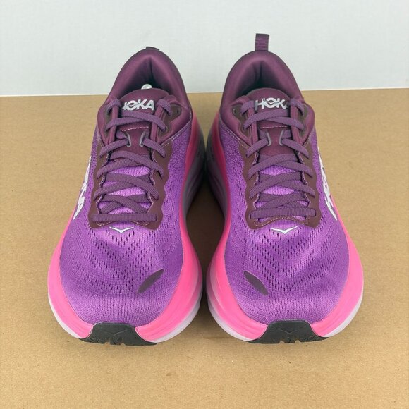 Hoka Bondi 8 Athletic Running Shoes Womens 9.5 Purple Pink Burgundy Low Top - Picture 2 of 10